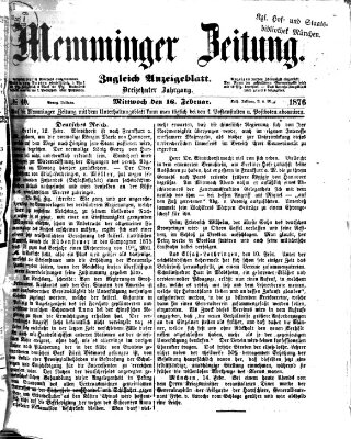 Memminger Zeitung Mittwoch 16. Februar 1876