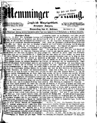 Memminger Zeitung Donnerstag 17. Februar 1876