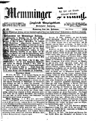 Memminger Zeitung Samstag 26. Februar 1876