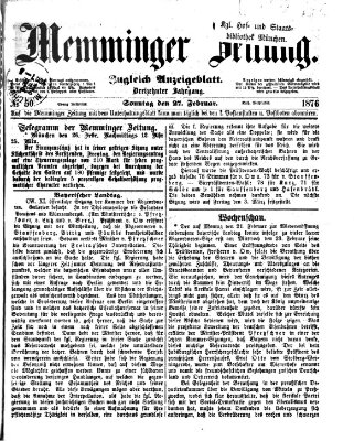 Memminger Zeitung Sonntag 27. Februar 1876