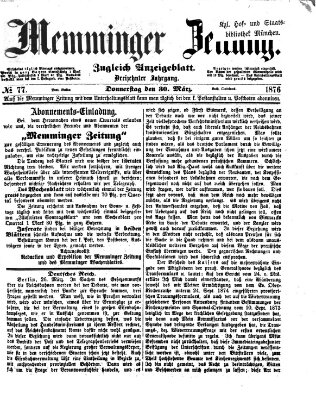 Memminger Zeitung Donnerstag 30. März 1876