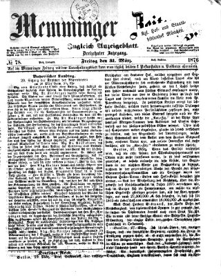 Memminger Zeitung Freitag 31. März 1876