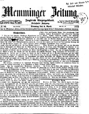 Memminger Zeitung Sonntag 2. April 1876