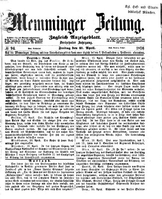 Memminger Zeitung Freitag 21. April 1876