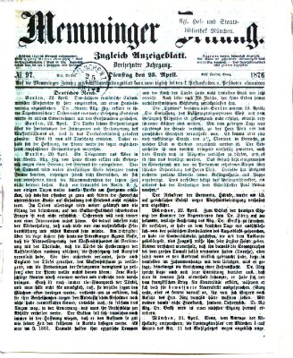 Memminger Zeitung Dienstag 25. April 1876