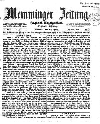 Memminger Zeitung Dienstag 13. Juni 1876