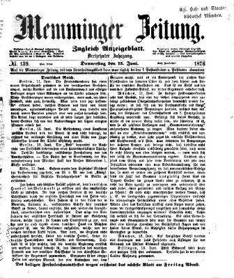 Memminger Zeitung Donnerstag 15. Juni 1876