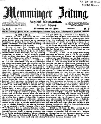 Memminger Zeitung Mittwoch 21. Juni 1876