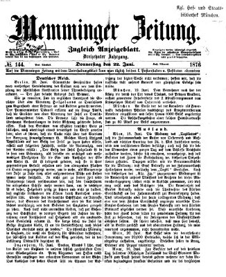 Memminger Zeitung Donnerstag 22. Juni 1876