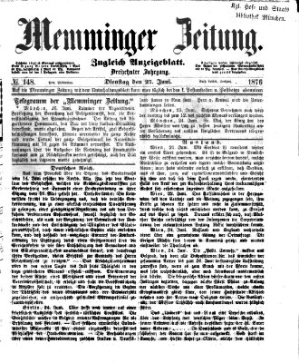 Memminger Zeitung Dienstag 27. Juni 1876