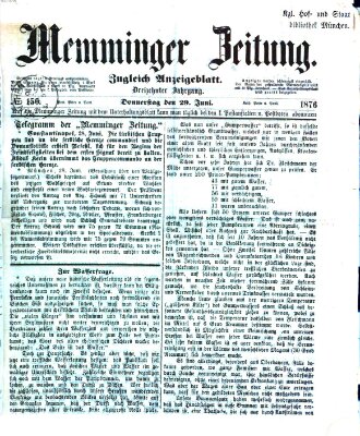 Memminger Zeitung Donnerstag 29. Juni 1876