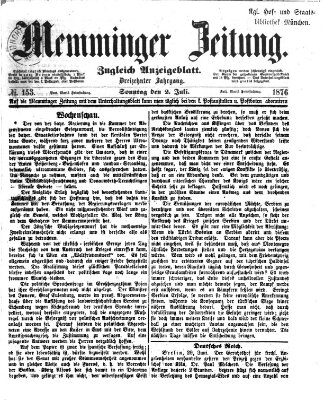 Memminger Zeitung Sonntag 2. Juli 1876