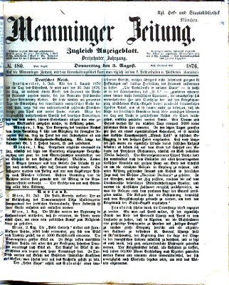 Memminger Zeitung Donnerstag 3. August 1876