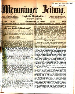 Memminger Zeitung Mittwoch 16. August 1876