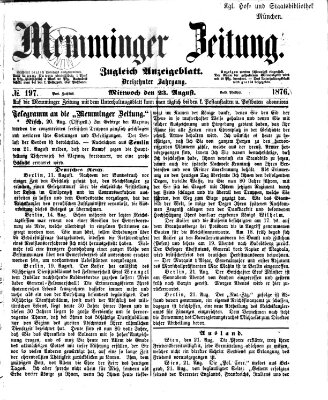 Memminger Zeitung Mittwoch 23. August 1876