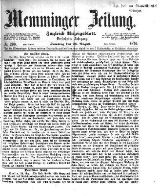 Memminger Zeitung Samstag 26. August 1876