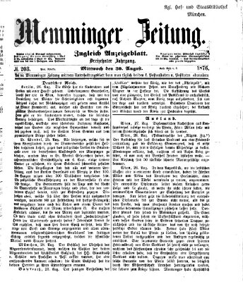 Memminger Zeitung Mittwoch 30. August 1876