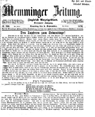 Memminger Zeitung Samstag 2. September 1876