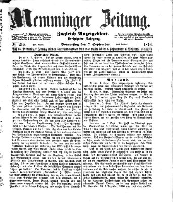 Memminger Zeitung Donnerstag 7. September 1876