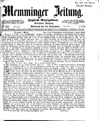 Memminger Zeitung Mittwoch 13. September 1876