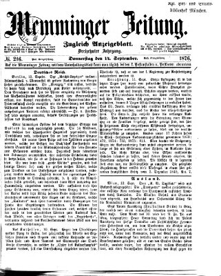 Memminger Zeitung Donnerstag 14. September 1876