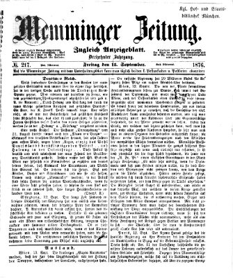 Memminger Zeitung Freitag 15. September 1876