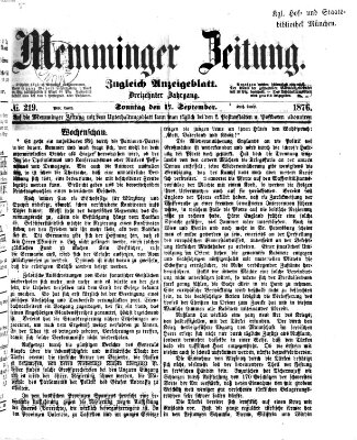 Memminger Zeitung Sonntag 17. September 1876