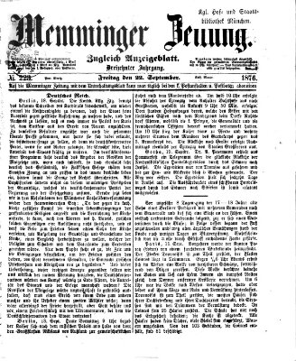 Memminger Zeitung Freitag 22. September 1876