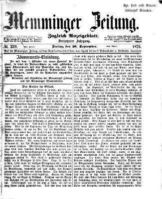 Memminger Zeitung Freitag 29. September 1876