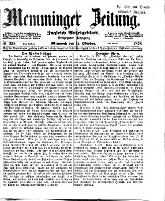 Memminger Zeitung Mittwoch 11. Oktober 1876