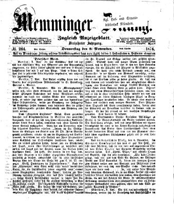 Memminger Zeitung Donnerstag 9. November 1876