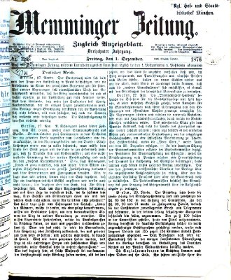 Memminger Zeitung Freitag 1. Dezember 1876