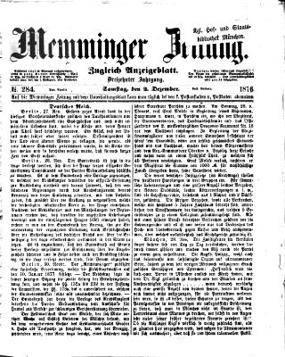 Memminger Zeitung Samstag 2. Dezember 1876