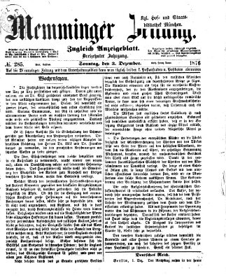 Memminger Zeitung Sonntag 3. Dezember 1876