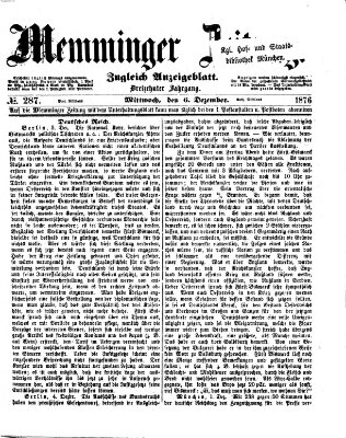 Memminger Zeitung Mittwoch 6. Dezember 1876