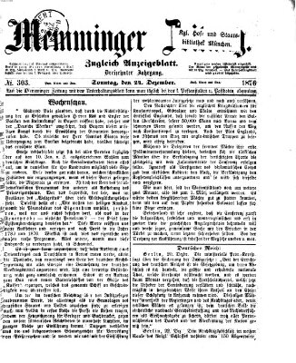 Memminger Zeitung Sonntag 24. Dezember 1876