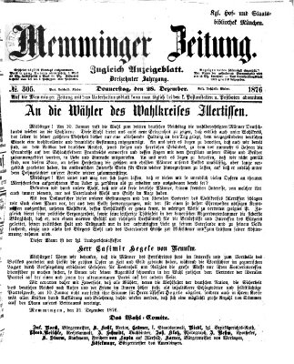 Memminger Zeitung Donnerstag 28. Dezember 1876