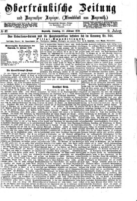 Oberfränkische Zeitung und Bayreuther Anzeiger (Bayreuther Anzeiger) Sonntag 13. Februar 1876