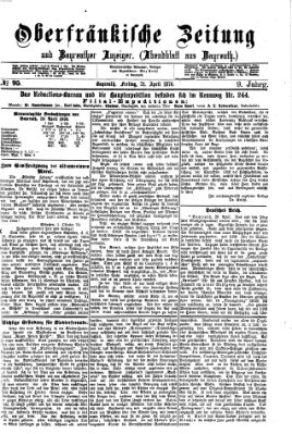 Oberfränkische Zeitung und Bayreuther Anzeiger (Bayreuther Anzeiger) Freitag 21. April 1876