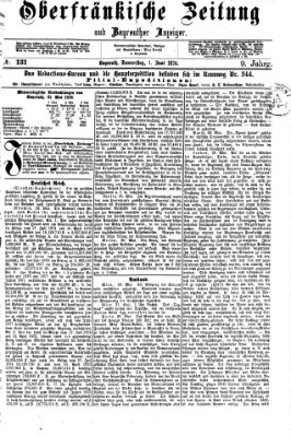 Oberfränkische Zeitung und Bayreuther Anzeiger (Bayreuther Anzeiger) Donnerstag 1. Juni 1876