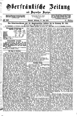 Oberfränkische Zeitung und Bayreuther Anzeiger (Bayreuther Anzeiger) Mittwoch 28. Juni 1876