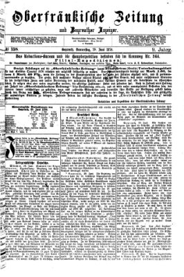 Oberfränkische Zeitung und Bayreuther Anzeiger (Bayreuther Anzeiger) Donnerstag 29. Juni 1876