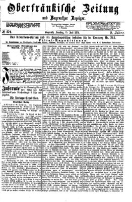 Oberfränkische Zeitung und Bayreuther Anzeiger (Bayreuther Anzeiger) Samstag 15. Juli 1876