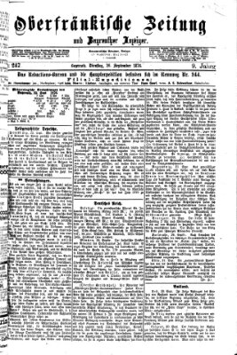 Oberfränkische Zeitung und Bayreuther Anzeiger (Bayreuther Anzeiger) Dienstag 26. September 1876