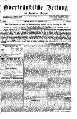 Oberfränkische Zeitung und Bayreuther Anzeiger (Bayreuther Anzeiger) Freitag 29. September 1876