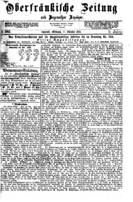 Oberfränkische Zeitung und Bayreuther Anzeiger (Bayreuther Anzeiger) Mittwoch 11. Oktober 1876