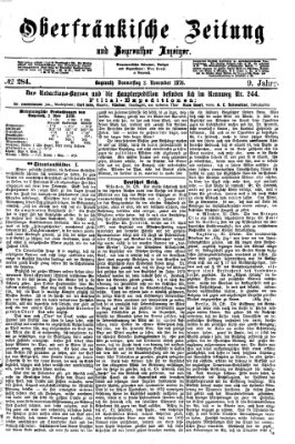 Oberfränkische Zeitung und Bayreuther Anzeiger (Bayreuther Anzeiger) Donnerstag 2. November 1876