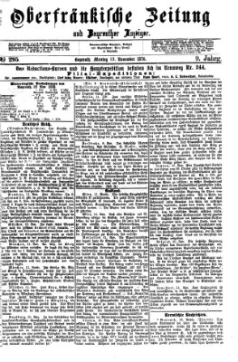 Oberfränkische Zeitung und Bayreuther Anzeiger (Bayreuther Anzeiger) Montag 13. November 1876