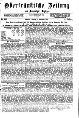 Oberfränkische Zeitung und Bayreuther Anzeiger (Bayreuther Anzeiger) Samstag 25. November 1876