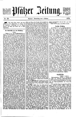 Pfälzer Zeitung Donnerstag 3. Februar 1876